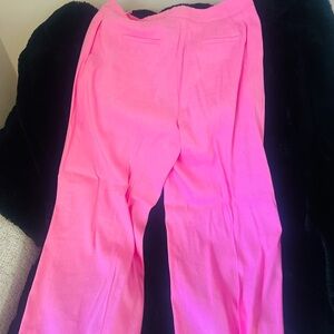 ANTONIO MELANI Hot Pink Linen Wide Leg Casual Slacks